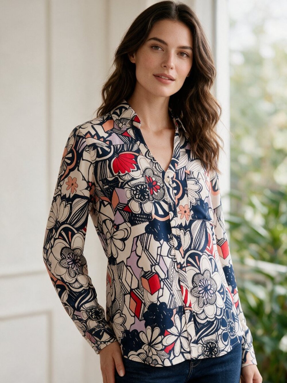 Express The Portofino Shirt, slim fit with floral print. S/P